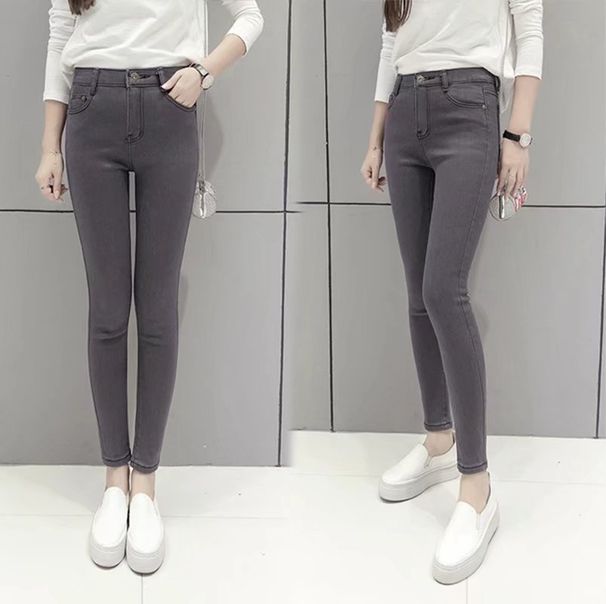 New Style Fleece-lined Thicked Wom's Jeans, Warm Cotton Elastic Slim-fit Pants, High-waisted Trdy Trousers For_mkmklike.com