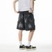 Men's Clothing Heavy Washed Distressed Denim Shorts Summer Style Ripped Color Design Casual Loose Pleated Shorts_mkmklike.com