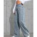 High Waist Straight Leg Jeans For Women - Comfortable Loose Fit Casual Denim Pants With Stretch (Blue, Gray Blue, Pink)_mkmklike.com