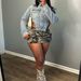 Women's Unique Design Irregular Side Cutout Short Denim Top Indigo Blue Spring/Autumn Workwear Streetwear Style Metal Buttons_mkmklike.com