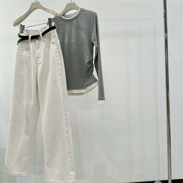 French Style Old Money Repayment High-Density Pure Cotton White Jeans For Women 26 Spring High Waist Slimming Versatile_mkmklike.com