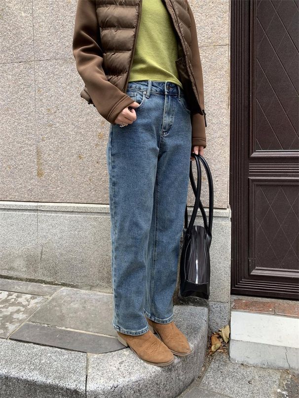 Autumn And Winter Retro Casual Straight Jeans Women's Narrow Version All Match Cigarette Pants Women_mkmklike.com