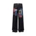 Men's Clothing Small Design Sense Spring And Autumn New Plaid Patch Design Jeans Men And Women Loose Wide Leg Straight Trousers Trend_mkmklike.com