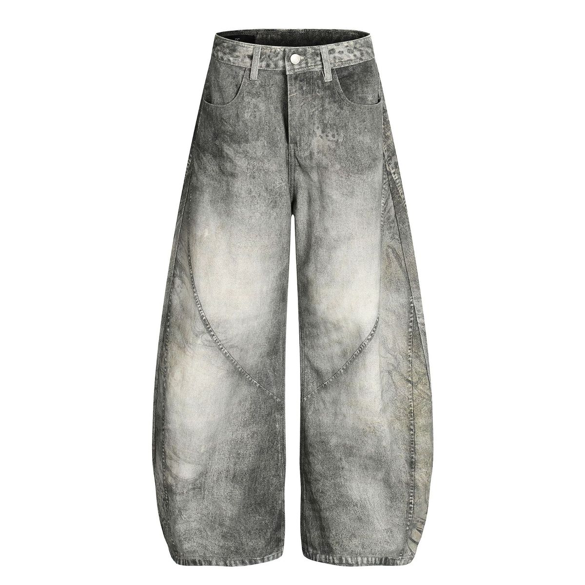 Vintage Washed Blue Distressed Jeans – Relaxed Fit Bootcut Denim Pants With Raw Hem (S-XXL)_mkmklike.com