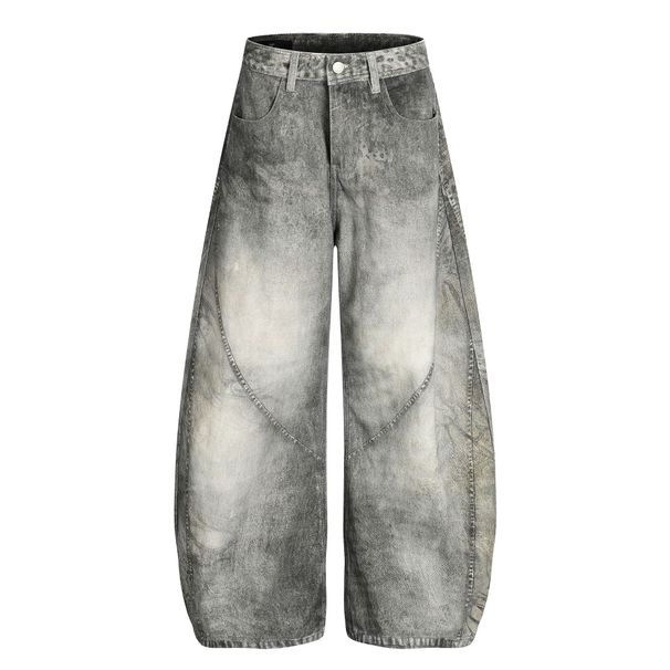 Vintage Washed Blue Distressed Jeans – Relaxed Fit Bootcut Denim Pants With Raw Hem (S-XXL)_mkmklike.com