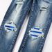 Men's Retro Distressed Washed Blue Jeans Street Style Leather Patchwork Hip Hop Tight Stretch Skinny Fit_mkmklike.com