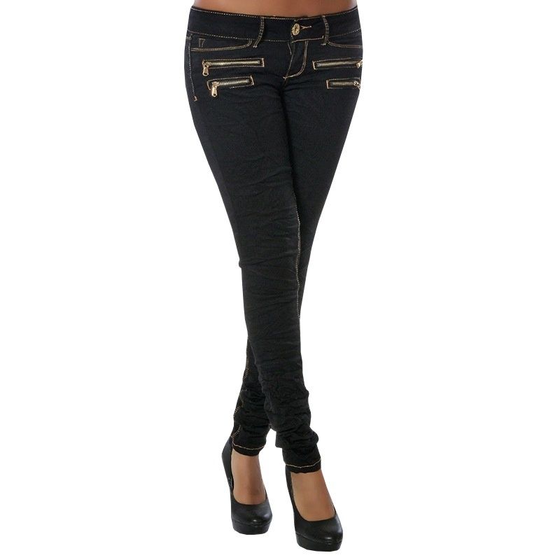New European And American Fashion Mid-waist Slim-fit Skinny Jeans With Zipper For Women_mkmklike.com