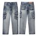 Cross-border Special For Hot-selling Plus Size Wide-leg Loose Jeans Men's Retro Multi-bag Locomotive Hip-hop Skateboard Pants_mkmklike.com