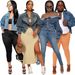 Women's Clothing Irregular Two-Wear Denim Jacket Indigo Blue Solid Workwear Streetwear Metal Buttons Spring/Autumn Fashion_mkmklike.com