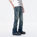 Vintage Button-Fly Distressed Jeans For Men & Women - Relaxed Straight Fit With Stacked Hem & Cracked Wash Design_mkmklike.com