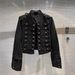 Women's Slimming Stand Collar Long Sleeve Denim Jacket Heavy Industry Motorcycle Short Trendy Top for Spring Autumn Winter_mkmklike.com