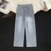 Galaxy Print Jeans For Men – High Street Wide-Leg Trousers With Distressed Wash & Stretch Comfort (M-XXXL) – Korean Streetwear Aesthetic_mkmklike.com
