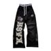 Women's Patch Embroidered Sports Casual Pants Loose Straight Leg Ins Style Long Trousers_mkmklike.com