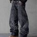 American Retro Jeans Loose Lazy Wind Embroidery Straight Pants Street Trend Splicing_mkmklike.com