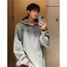 Loom Cross-Border Wholesale European And American Style Loose Trendy Fashion Washed Vintage Denim Jacket Hooded Sweatshirt_mkmklike.com