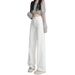 Women's White Slim Fit Straight Leg Jeans Loose Fit Flattering Drape Bestseller for Spring And Autumn_mkmklike.com