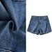 Women's Clothing Ice Skin Soft Milk Silk Fabric Four Way Stretch Fashion Slim High Waist Side Slit Denim Shorts Women_mkmklike.com