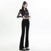 Black High-waisted Slimming Micro-flare Jeans For Women, 2025 New Spring And Autumn Slim-fit Stretchy Petite Bootcut_mkmklike.com