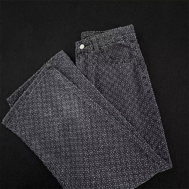 Men's Clothing Fashion Retro Hole Workwear Wide Leg Jeans Men's Autumn Style High Street Hiphop Loose Straight Pants_mkmklike.com