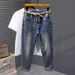 New Trendy Brand Embroidered Jeans Men's Summer Thin Washed Heavy Industry Jeans Men's Fat Plus Size American Pants_mkmklike.com