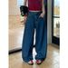 ICC Spring New High-Style Dark Blue Scythe Pants With Unique Pockets For Women 10643_mkmklike.com