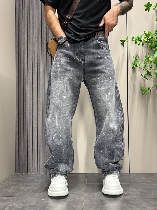 Summer New Men's High Street Loose Straight Leg Jeans Retro American Cool Trendy And Fashionable for Adults_mkmklike.com