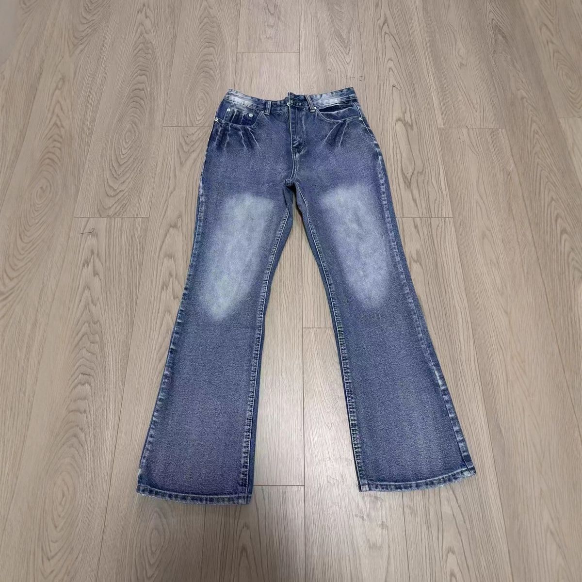 Retro Dirty Fit Jeans – Distressed Lightning Wash Bootcut Denim Pants With Flared Hem (S/M/L/Xl) Fashion Trends_mkmklike.com