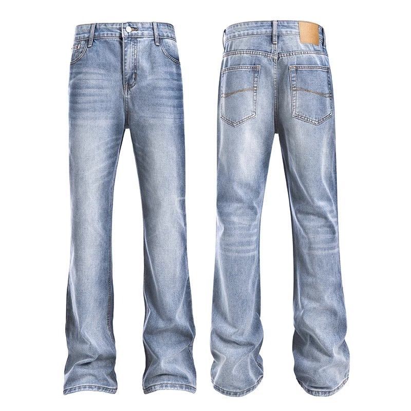 Men's Clothing Cleanfit Men's Retro Straight Leg Flared Jeans Trendy Distressed Vintage Style High Quality Spring Autumn_mkmklike.com
