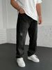 Men's American Style Ripped Retro Beggar Jeans Straight Leg Loose Fit Summer Trendy Long Pants Version_mkmklike.com