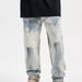Men's Clothing Retro Straight Loose Washed Tie Dyed Straight Zipper Jeans Casual Trendy Men's_mkmklike.com