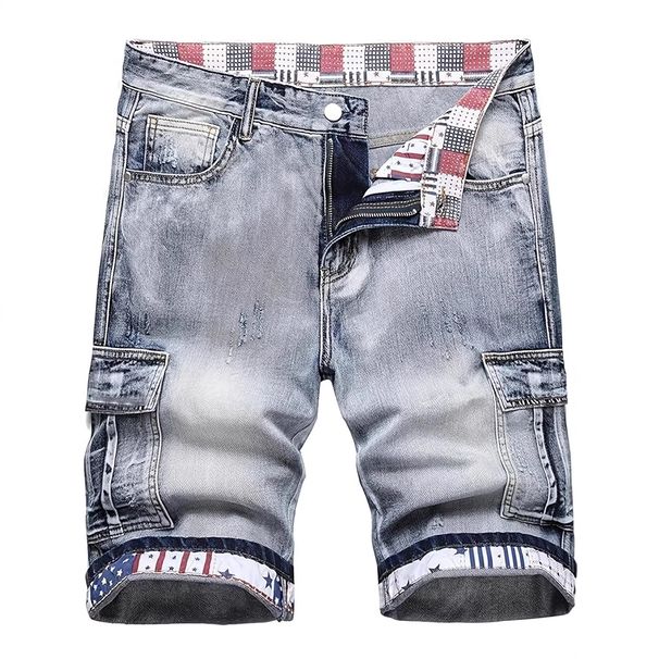 Men's Clothing Fashionable Workwear Men's Workwear Denim Shorts – Euro Style Cargo Mid-Length Jeans (S-2XL, Utility Pockets, Stiff Cotton Blend)_mkmklike.com