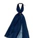 Women's Halter Neck Denim Dress – Deep V-Neck, Backless & High Slit, Sexy & Elegant Long Dress (Dark Blue, S/M/L/XL)_mkmklike.com