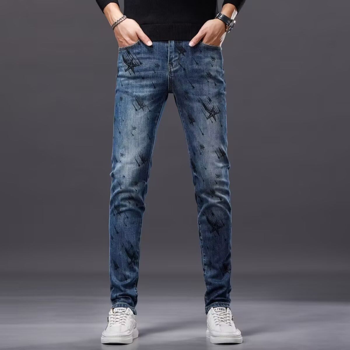 Men's Slim Fit Ripped Jeans – Stretch Skinny Denim Pants With Distressed Details & 9-Inch Cuff_mkmklike.com