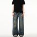 Men's Clothing American Style Dirtyfit Washed Distressed Straight Leg Jeans, New Summer Style, Retro Splatter Paint Casual Trousers For Men._mkmklike.com