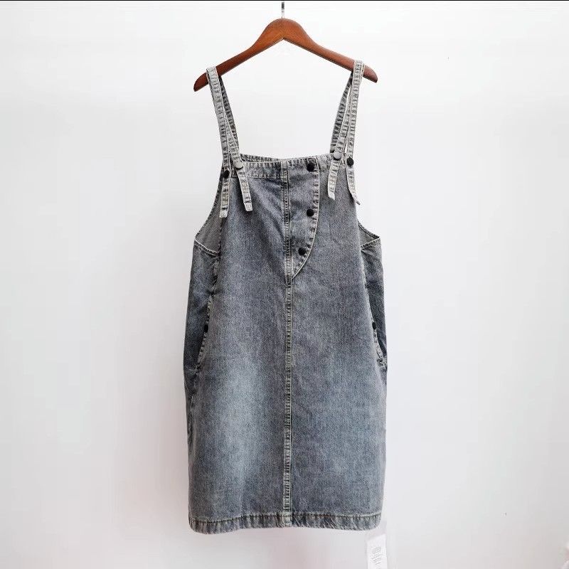 Fashion Denim Two-Piece For Women's 2025 Summer New A-Line Skirt, Anti-Aging And Stylish Suspender Dress Set_mkmklike.com