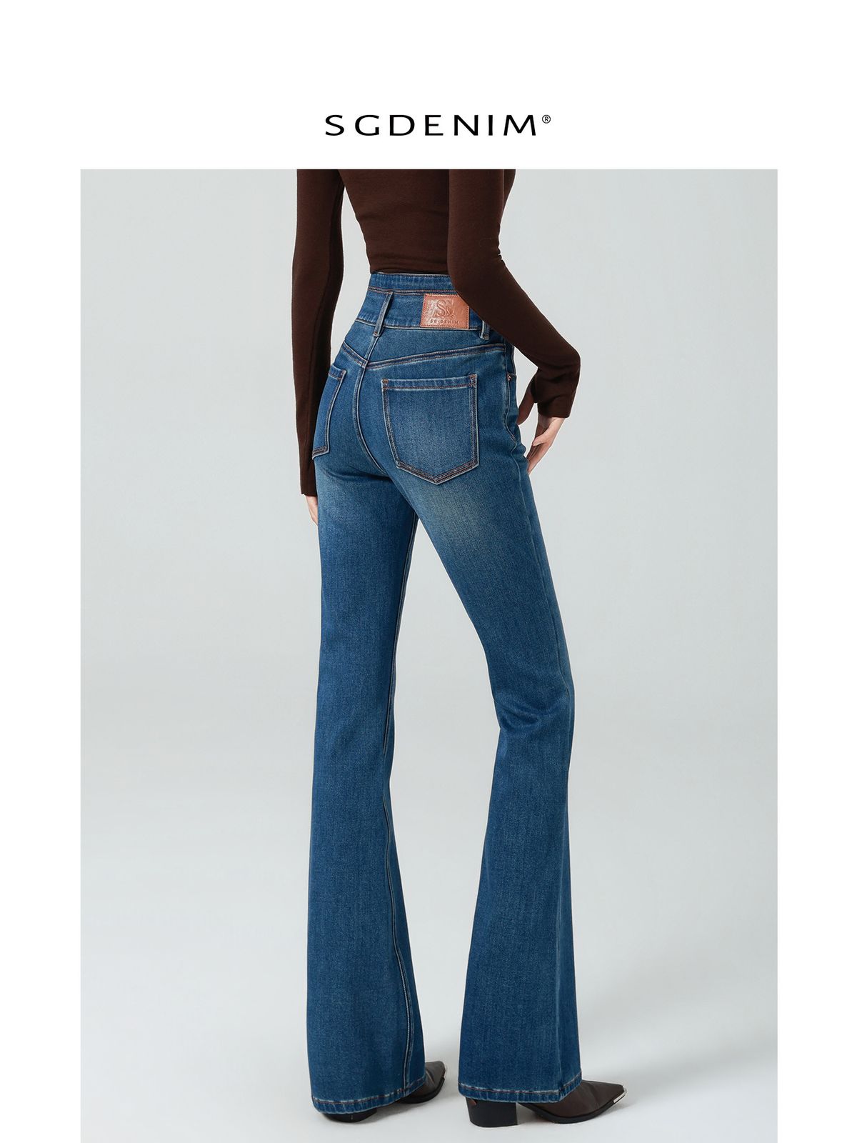 Women's High Waisted Flared Jeans Supermodel Style Three Button Four Way Stretch Slim Fit Retro Hip Lifting Denim For Winter Size 25_mkmklike.com