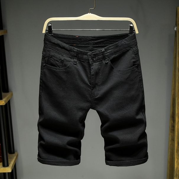 Men's Clothing Men's Style Slim Fit Stretch Denim Shorts Mid-Length With Letter Print Patchwork And Ripped Details Summer Thin Five Point Shorts_mkmklike.com