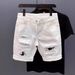 Men's Clothing Denim Shorts Men Ins Trend Summer New Style Scratched Casual Non Elastic Shorts_mkmklike.com