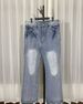 Vintage-Inspired Light Blue Distressed Flared Jeans | Clean Fit | High-Quality Cotton | Straight Leg | Youthful Style_mkmklike.com
