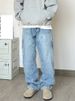 Men's Clothing Men's Hip Hop Retro Washed Distressed Straight Jeans Casual Wide Leg Pants Summer Logging For Formal & Casual_mkmklike.com