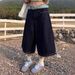 Women's Clothing Women's Korean Cow Trendy Wide Leg Cropped Jeans Washed Retro Old Blue Embroidered Loose Fit Denim_mkmklike.com