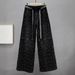 Retro Denim Jeans Rhinestone Embellished Loose Fit Heavy Duty Wide Leg Pants Spring Trend For Women_mkmklike.com