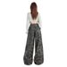 American-style High-waisted Camouflage Wide-leg Jeans Women, Loose Slimming Straight Pants Spring And Autumn, Available_mkmklike.com
