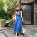 Blue Sleeveless Denim Camisole Dress For Women's Spring And Summer New Square Collar Waist Slimming French Style Long_mkmklike.com