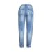Women's Clothing Elastic Loose Jeans Women's Trousers Colorful Flower 3d Embroidery Ripped Jeans_mkmklike.com