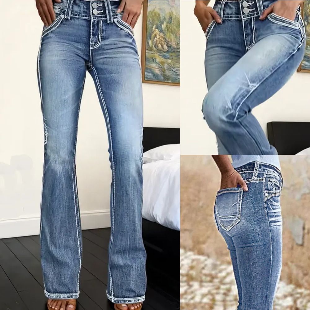 Women's Clothing Women's Slim Fit Stretch Jeans Embroidered Curve Stretch Denim Jeans For Formal & Casual For Women_mkmklike.com