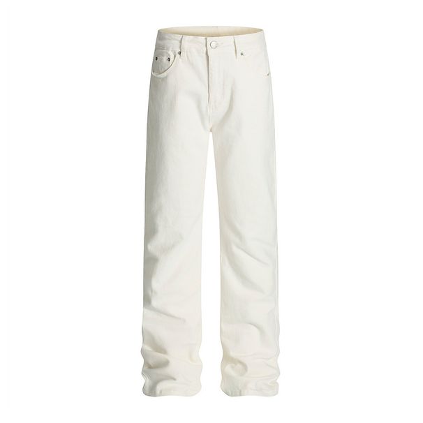 American High Street Solid Color Denim Men's Basic Style Simple Versatile Casual Loose Straight Pants Trendy Fashion_mkmklike.com