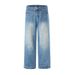 Men's Oversized A-Line Jeans - High Street Drop Cuff Denim Pants, Vintage Washed Loose Fit Trousers For Casual Streetwear_mkmklike.com