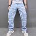 Men's Straight Leg, Non Stretch Denim Jeans, Styled For Cycling, Street Style, Chic Denim Trousers._mkmklike.com