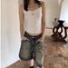 Men's Clothing Summer New Style Washed Retro Distressed Couple Men And Women Casual Five Point Jeans Cat Whisker Silhouette Trendy Loose_mkmklike.com
